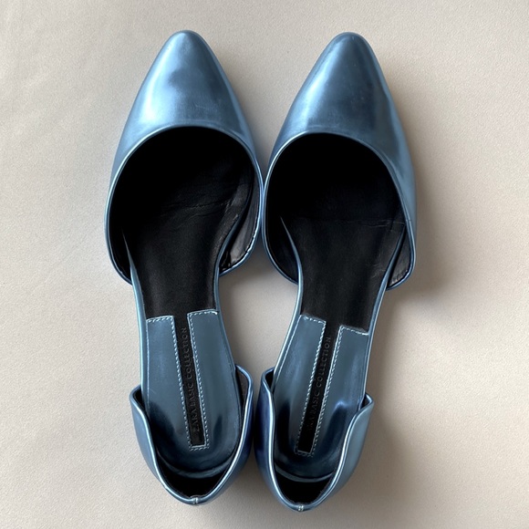 Zara Shoes - ZARA Shiny D'Orsay Flat Shoes In metallic blue